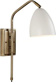 img 3 attached to 🔦 Rivet Industrial Wall Sconce with Swivel Feature & Bulb, 18.1"H - Matte White & Antique Brass - Amazon Brand