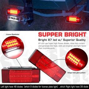 img 1 attached to 🚗 Linkitom Submersible LED Trailer Light Kit - Super Bright Brake Stop Turn Tail License Lights for Camper Truck RV Boat Snowmobile Over 80 inches