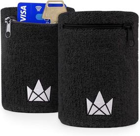 img 4 attached to 🏃 The Friendly Swede Sweatband with Zippered Wristband Pocket for Men and Women - Wrist/Ankle Wallet Pouch for Jogging, Sports, Walking (2 Pack)