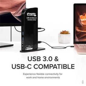 img 2 attached to Universal Laptop Docking Station for Windows and Mac - Plugable USB 3.0 Dual DisplayPort 4K Monitor with Gigabit Ethernet, Audio, and 6 USB Ports