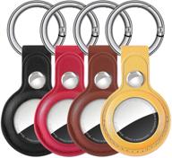 🔒 protect and personalize your airtags with a genuine leather 4-pack case - anti-scratch, finder collar, full cover holder with keychain ring - ultimate safety for apple airtag tracking locator (multi-color) logo