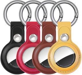 img 4 attached to 🔒 Protect and Personalize Your AirTags with a Genuine Leather 4-Pack Case - Anti-Scratch, Finder Collar, Full Cover Holder with Keychain Ring - Ultimate Safety for Apple Airtag Tracking Locator (Multi-Color)