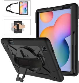 img 4 attached to 📱 Kowauri Heavy Duty Drop Proof Cover Case for Samsung Galaxy Tab S6 Lite 10.4inch 2020 Model SM-P610 SM-P615 - Rugged Shockproof Design with Stand, Hand Strap, and Shoulder Strap (Black)