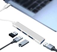 💻 expand your connectivity with the usb c to usb hub adapter - 4 ports with usb 3.0 & 2.0, otg function, and lightweight aluminum design - compatible with macbook pro/air, ipad pro/air 4, chromebook (silver) logo