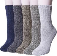 🧦 warm & cozy: 5 pairs womens wool socks - thick knit winter socks for women - perfect gifts for a comfy & stylish winter! logo