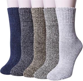 img 4 attached to 🧦 Warm & Cozy: 5 Pairs Womens Wool Socks - Thick Knit Winter Socks for Women - Perfect Gifts for a Comfy & Stylish Winter!