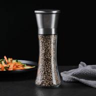 🧂 enhanced stainless steel salt and pepper grinder set with glass seasoning bottle – manual grip logo