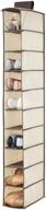 👠 mdesign soft fabric closet organizer - holds shoes, handbags, clutches, accessories - 10 shelf over rod hanging storage unit - cream/espresso brown - optimize your closet space with this stylish organizer логотип