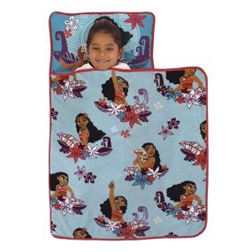 img 3 attached to 🌺 Moana Feel The Waves Aqua, Coral & Violet Nap Mat with Pua Pig & Tropical Flowers – Toddler Aqua, Orange, Purple, White