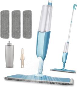img 4 attached to MEXERRIS Microfiber Spray Mop - Wet and Dry Floor Cleaning Solution with 360° Spin, 410ML Refillable Bottle, 3 Reusable Microfiber Pads, and 1 Scrubber