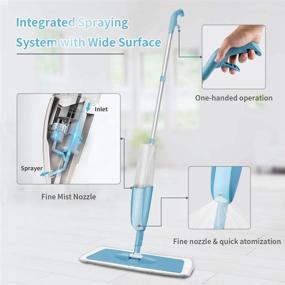 img 3 attached to MEXERRIS Microfiber Spray Mop - Wet and Dry Floor Cleaning Solution with 360° Spin, 410ML Refillable Bottle, 3 Reusable Microfiber Pads, and 1 Scrubber
