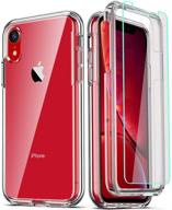 coolqo compatible iphone xr case with 2 x tempered glass screen protector - full body coverage - heavy duty shockproof defender - phone protective cover logo