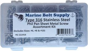 img 2 attached to 🔩 Premium Type 316 Stainless Steel Phillips Pan Sheet Metal Screw Kit - Marine Bolt Supply - 6-111916