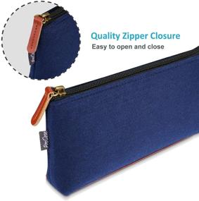 img 1 attached to ✏️ Optimized ProCase Pencil Bag Pen Case Set - Felt Students Stationery Pouch Zipper Bag for Pens, Pencils, Highlighters, Gel Pen, Markers, Eraser & More School Supplies - Pack of 2, Small Size, Navy Color