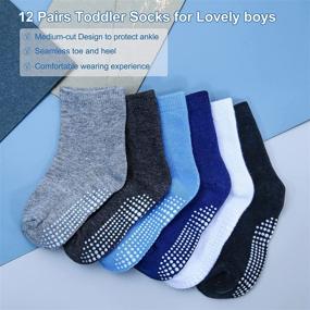 img 3 attached to 12-Pack Toddler Baby Socks with Non-Slip Grips, 1-5T, Multi Colors - Perfect Gift for Boys and Girls