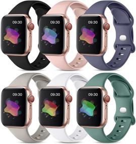 img 4 attached to 🎁 Премиум Силиконовые ремешки Maledan для Apple Watch, 6 штук Водостойкие Спортивные Запасные браслеты - Совместимы с разными сериями и размерами.