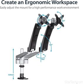 img 1 attached to 🖥️ StarTech.com Premium Silver Dual Monitor Arm - Adjustable Articulating Desk Mount - Supports VESA Monitors from 12'' to 30'' - Grommet/Desk Mount Compatible (ARMDUAL30)