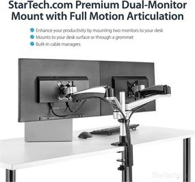 img 2 attached to 🖥️ StarTech.com Premium Silver Dual Monitor Arm - Adjustable Articulating Desk Mount - Supports VESA Monitors from 12'' to 30'' - Grommet/Desk Mount Compatible (ARMDUAL30)