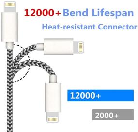 img 2 attached to 🔌 Кабель Sharllen MFi Certified Lightning 5Pack - 3FT/6FT/10FT - Нейлоновый плетеный кабель для зарядки iPhone с быстрой зарядкой и синхронизацией - совместим с iPhone 12/11 Pro/XS/Max/XR/X/8 Plus/7/6/iPad - Белый