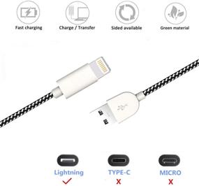 img 3 attached to 🔌 Кабель Sharllen MFi Certified Lightning 5Pack - 3FT/6FT/10FT - Нейлоновый плетеный кабель для зарядки iPhone с быстрой зарядкой и синхронизацией - совместим с iPhone 12/11 Pro/XS/Max/XR/X/8 Plus/7/6/iPad - Белый