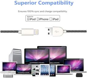 img 1 attached to 🔌 Кабель Sharllen MFi Certified Lightning 5Pack - 3FT/6FT/10FT - Нейлоновый плетеный кабель для зарядки iPhone с быстрой зарядкой и синхронизацией - совместим с iPhone 12/11 Pro/XS/Max/XR/X/8 Plus/7/6/iPad - Белый