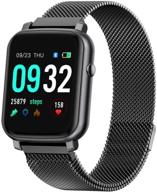 📟 anmino smart watch: fitness tracker with heart rate & bp monitor | ip68 water resistant | full touch screen smartwatch | sleep & calorie tracker | sms/call alerts (black) logo