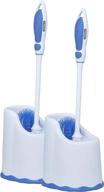 🚽 superio toilet brush and holder (2 pack) - convenient bathroom cleaning solution with scrubbing wand, lip brush, and storage caddy - white/blue logo