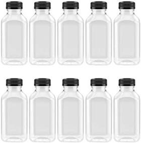 img 2 attached to 🥤 PEXALE 12 Oz Clear Plastic Juice/Dressing PET Square Container Bottles w/Black Tamper Evident Caps (TM) - Set of 10 with Black Caps