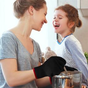 img 1 attached to 🧑 Cooking in Comfort: MAFORES Cotton Oven Mitts with Breathable Surface for Baking, Grilling, and Frying