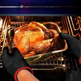 img 2 attached to 🧑 Cooking in Comfort: MAFORES Cotton Oven Mitts with Breathable Surface for Baking, Grilling, and Frying