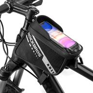 🚲 rockbros bike front frame bag with cell phone holder - top tube bike bag for handlebar mounting - cycling accessories storage pouch for iphone 11, 12 pro, xs max, xr, and smartphones below 7.2 inches logo