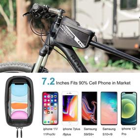 img 2 attached to 🚲 ROCKBROS Bike Front Frame Bag with Cell Phone Holder - Top Tube Bike Bag for Handlebar Mounting - Cycling Accessories Storage Pouch for iPhone 11, 12 Pro, XS Max, XR, and smartphones below 7.2 inches