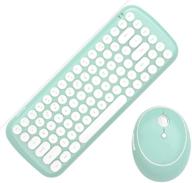 kbd mini wireless keyboard mouse set round keycap multi-colour cute lovely for girls (green-white)… logo