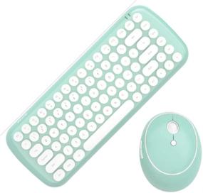 img 1 attached to KBD Mini Wireless Keyboard Mouse Set Round Keycap Multi-Colour Cute Lovely For Girls (Green-White)…