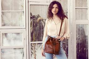 img 3 attached to Timeless Elegance: Genuine Full Grain Leather Bucket Bag for Women - Time Resistance