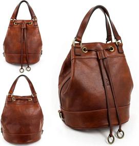 img 2 attached to Timeless Elegance: Genuine Full Grain Leather Bucket Bag for Women - Time Resistance