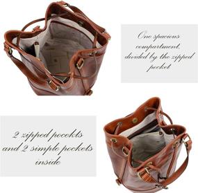 img 1 attached to Timeless Elegance: Genuine Full Grain Leather Bucket Bag for Women - Time Resistance