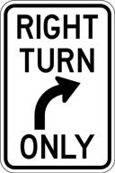 right turn only sign warranty logo