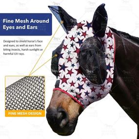 img 1 attached to Harrison Howard Elasticity Horse Fly Mask with Superb Comfort and UV Protection - Standard Full Size Horse Fly Mask for Horse-Dream Star (L)