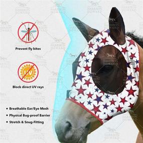 img 2 attached to Harrison Howard Elasticity Horse Fly Mask with Superb Comfort and UV Protection - Standard Full Size Horse Fly Mask for Horse-Dream Star (L)