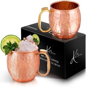 img 4 attached to 🍻 KoolBrew Moscow Mule Copper Mugs - Gift Set of 2, Handcrafted & Food Safe, 16 oz Solid Copper Cups