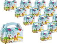 🎉 набор из 24 коробочек для лакомств с дизайном зверей для детских праздников и мероприятий - бумажные коробочки для подарков на вечеринках, 2 дюжины коробочек "gable goodie" (6x3.3x3.6 дюйма) логотип