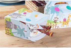 img 2 attached to 🎉 Набор из 24 коробочек для лакомств с дизайном зверей для детских праздников и мероприятий - бумажные коробочки для подарков на вечеринках, 2 дюжины коробочек "Gable Goodie" (6x3.3x3.6 дюйма)