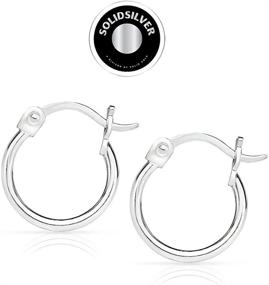 img 1 attached to 💎 SOLIDSILVER - Premium Quality Sterling Silver Hoop Earrings | Polished Click Top | 1.5mm Thickness | Sizes 10mm - 50mm