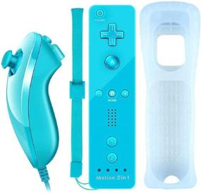 img 4 attached to 🎮 Lyyes Blue Wii Controller with Motion Plus - Wii Motion Remote with Nunchuck for Wii U