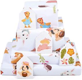 img 1 attached to 🎁 Central 23-6 Farm Animals Wrapping Paper Sheets for Boys and Girls - Perfect for New Baby, 1st 2nd 3rd Birthdays - Cute, Recyclable GiftWrap