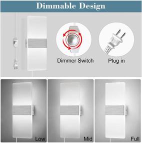 img 2 attached to 🔌 Enhance Your Space with Dimmable Wall Sconces Plug in Set of 2, LIGHTESS Modern Wall Lamp 12W Acrylic LED Wall Light Fixture - Cool White