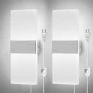 🔌 enhance your space with dimmable wall sconces plug in set of 2, lightess modern wall lamp 12w acrylic led wall light fixture - cool white логотип