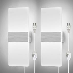 img 3 attached to 🔌 Enhance Your Space with Dimmable Wall Sconces Plug in Set of 2, LIGHTESS Modern Wall Lamp 12W Acrylic LED Wall Light Fixture - Cool White