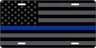 👮 blue lives matter thin blue line license plate: novelty vanity auto car tag - ideal gift for police officers logo